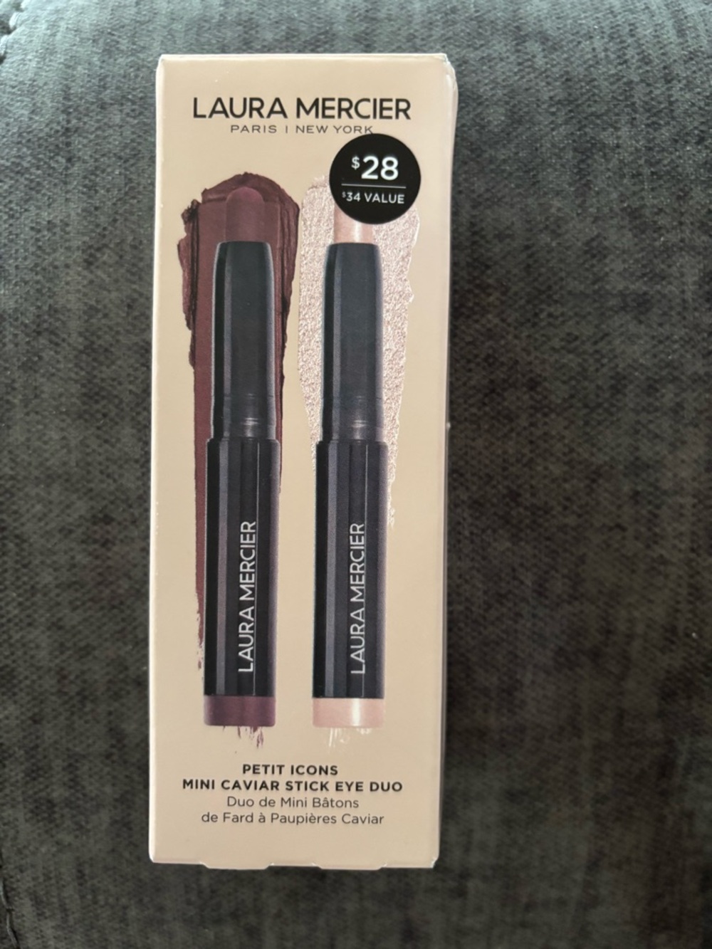 NIB Laura Mercier Petit Icons Mini Caviar Stick Eye Duo - Rose Gold Dark Cacao